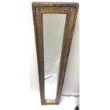 NARROW OBLONG WALL MIRROR with a gilt wood frame, 162.5cm high