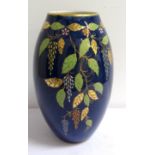 1930s CARLTON WARE 'WISTERIA' VASE with printed and handwritten marks to base, 25.5cm high