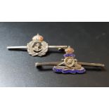 TWO SILVER MILITARY SWEETHEART BROOCHES both with enamel detail, one for the Royal Navy and the
