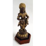 INDIAN GILT BRONZE DEITY of Gowrie, possibly from Kerala in Southern India, on a hexagonal