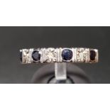 SAPPHIRE AND DIAMOND HALF ETERNITY RING with alternating sapphires and diamonds, on nine carat