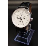 GENTLEMEN'S BANMOORE CHRONOGRAPH WRISTWATCH the white dial with three subsidiary dials, the