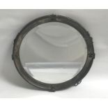 NESTER CIRCULAR WALL MIRROR with applied fleur de lis decoration to the metal frame, with a