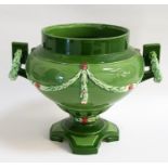 EICHWALD POTTERY JARDINIERE the geometric handles decorated with wreaths, the body with floral