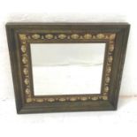 COPPER FRAME WALL MIRROR with a stylized border around an oblong plate, 74cm x 82cm