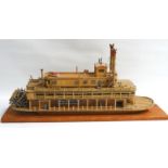 MATCHSTICK MODEL OF A MISSISSIPPI PADDLE STEAMER The King Of Mississippi, on a plinth base, 63cm