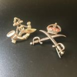 TWO SMALL UNMARKED SILVER MILITARY SWEETHEART BROOCHES one for 10th Princess Mary's own Gurkha