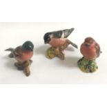 THREE BESWICK BIRD ORNAMENTS comprising Chaffinch, number 991; Bullfinch, number 1042; and a Robin
