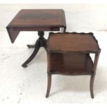 REGENCY STYLE MAHOGANY AND CROSSBANDED OCCASIONAL TABLE with drop flaps, raised on a turned