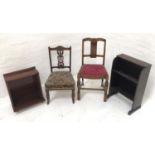 SMALL LOT OF FURNITURE comprising a small mahogany book case, 69.5cm high; a low open cupboard