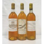 SELECTION OF THREE BOTTLES OF SAUTERNES comprising: one Chateau Climens 1er Cru Classe 1976