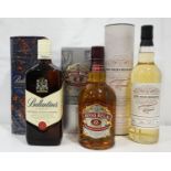THREE BOTTLES OF BLENDED SCOTCH WHISKY comprising: one bottle Ballantines Finest Blended Scotch