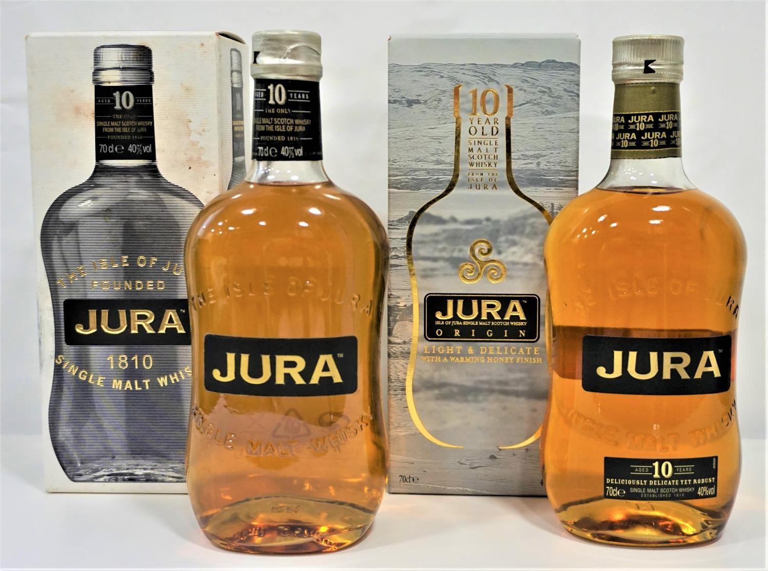 TWO BOTTLES ISLE OF JURA 10YO A pair of bottles of Isle of Jura 10 Year Old Single Malt Scotch