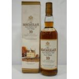 MACALLAN 10YO SINGLE HIGHLAND MALT SCOTCH WHISKY A bottle of the Macallan 10 Year Old exclusively