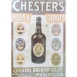 FRAMED ADVERTISING POSTER FOR CHESTERS BREWERY CO. LTD. A framed advertising print for the