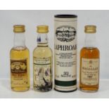 FOUR GOOD MINIATURE BOTTLES OF SINGLE MALT SCOTCH WHISKY comprising The Macallan 1967 18 year old,