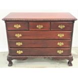 FEDERAL STYLE MAHOGANY CHEST the rectangular top with a rope carved lip above three short frieze