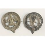 CLAN ROBERTSON SILVER BADGE with the motto 'Virtutis Gloria Merces', with pin fastening, together