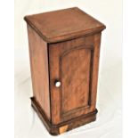 VICTORIAN SATINWOOD POT CUPBOARD with a replaced moulded top above an arched panel door, standing on