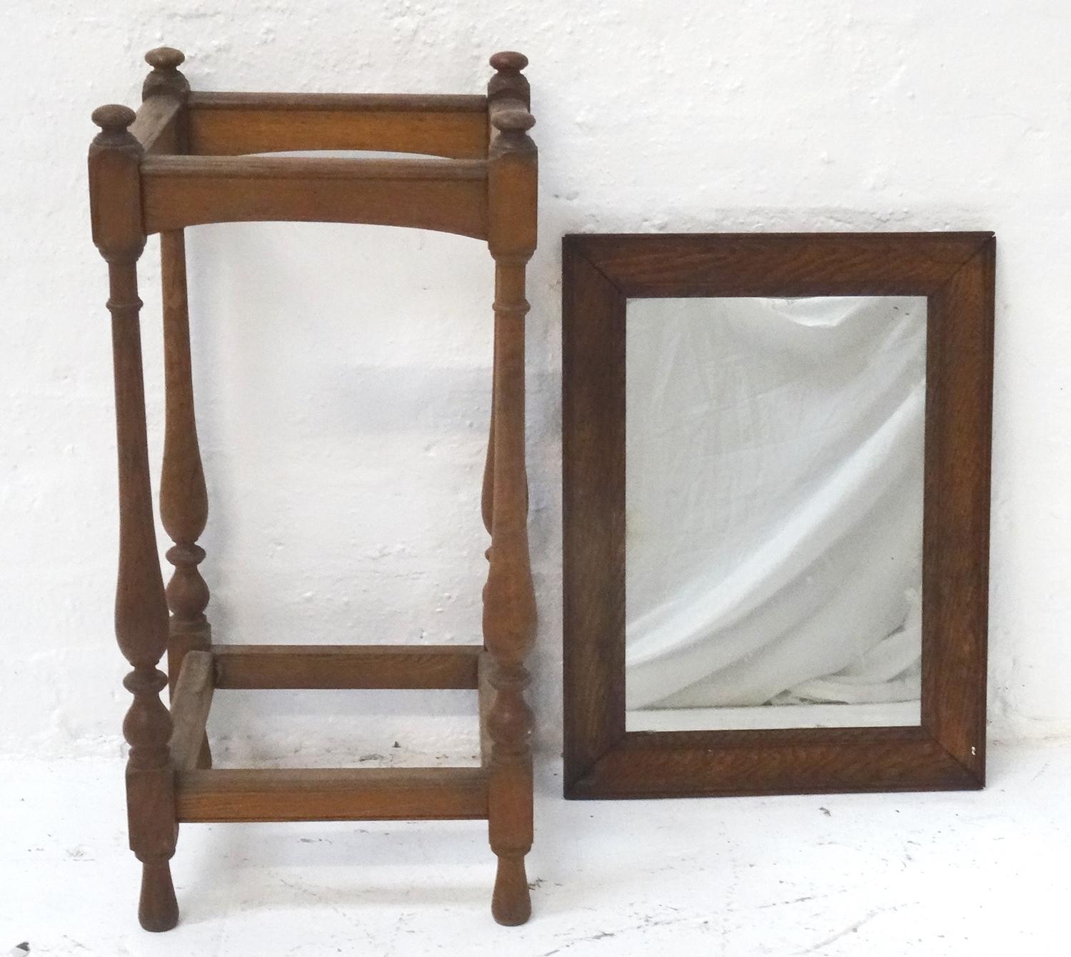 SMALL SELECTION OF FURNITURE comprising a stained pin bookcase with a shaped raised back above three