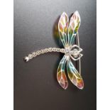 MARCASITE AND ENAMEL DRAGONFLY BROOCH the wings divided into colourful sections, approximately 5.5cm