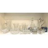 LARGE SELECTION OF CRYSTAL AND OTHER GLASSWARE including decanters; vases; a large jug; a sugar bowl