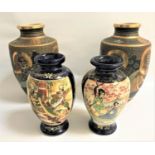 PAIR OF JAPANESE BALUSTER VASES each decorated with figures and gilt highlights, 32cm high, together