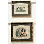 TWO EGYPTIAN GOUACHE PICTURES on papyrus depicting classical figures (2)