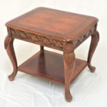 CHERRY RECTANGULAR OCCASIONAL TABLE with a crossbanded and inlaid top above a decorative frieze