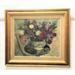 ANGELA KER Bowl of flowers, still life, signed and dated '61 and signed to verso, 59cm x 48cm