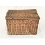 LARGE WICKER LAUNDRY BASKET with lift up lid and carrying handles, 53cm x 82.5cm