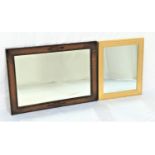 OAK FRAME RECTANGULAR WALL MIRROR with a bevelled plate, 64cm x 89.5cm; together with a