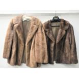 LADIES PALE MINK JACKET with two pockets, together with a dark mink ladies jacket (2)