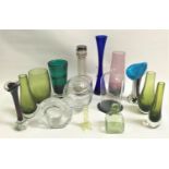 SELECTION OF GLASSWARE including a Scandinavian style ovoid vase with spiral cut decoration, various