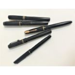SELECTION OF FIVE VINTAGE FOUNTAIN PENS including a Parker Duofold, Conway Stewart lever fill,