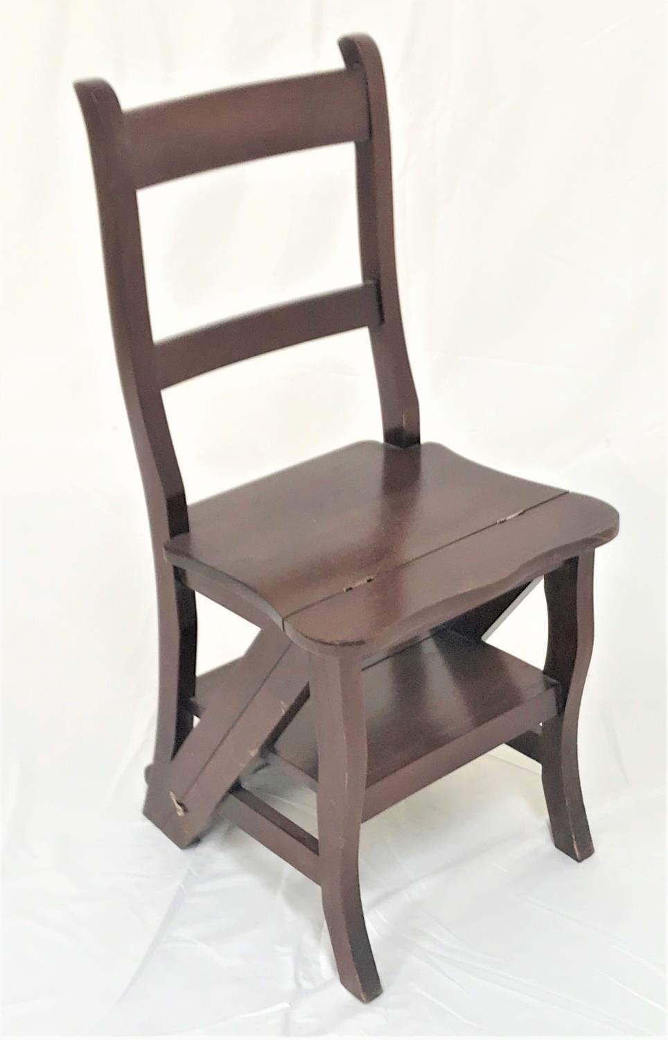 METAMORPHIC WALNUT LIBRARY CHAIR with fold over action and four steps