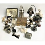 INTERESTING SELECTION OF METAL WARES AND COLLECTABLES including two boxed quaichs of graduated size,