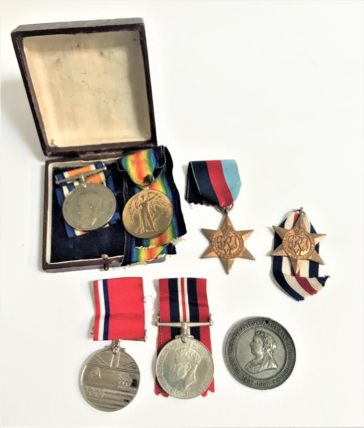 SELECTION OF MEDALS including a WWI pair, British War Medal and Victory Medal to 34781 Cpl. T.B.