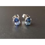 PAIR OF SAPPHIRE STUD EARRINGS the oval cut sapphire on each approximately 0.5cts, in unmarked white