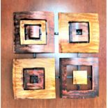 QUAD SECTION ABSTRACT METAL SCULPTURE with four metal squares within squares, 38cm x 38cm