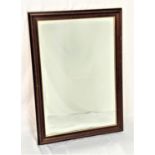 MAHOGANY FRAME WALL MIRROR with a rectangular bevelled frame, 101.5cm x 72.5cm