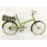 LADYS RALEIGH BICYCLE with an apple green frame, three gears, front and rear mudguards and rear