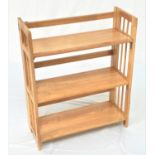 SET OF BEECH FOLDING SHELVES with swing out sides and three folding shelves, 86cm high open