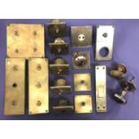 GOOD SELECTION OF VINTAGE BRASS LIGHT SWITCHES AND BACK PLATES including single, double and