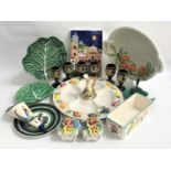 SELECTION OF ITALIAN AND OTHER EUROPEAN CERAMICS including a large Italian orange decorated
