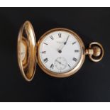 WALTHAM HUNTER POCKET WATCH the case marked 'English Make Guaranteed To Be Made Of Two Plates Of