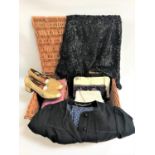 SELECTION OF VINTAGE CLOTHING AND ACCESSORIES including a pair of ladies Riman gold shoes with