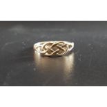 ENTWINED CELTIC KNOT DESIGN NINE CARAT GOLD RING size P-Q and approximately 1.3 grams