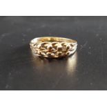 NINE CARAT GOLD TRIPLE BAND RING each band of twisted form, ring size O and approximately 1.4 grams