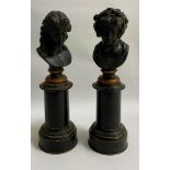 AFTER FERDINAND BARBEDIENNE PAIR OF LATE 19th/EARLY 20th CENTURY BRONZE BUSTS comprising Bacchus and